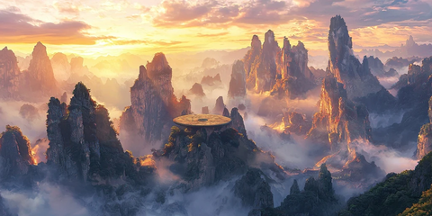 圆桌奇峰云海日落