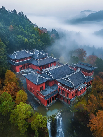 红墙白瓦古建筑