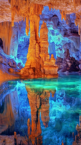 石灰岩洞穴中的水晶池