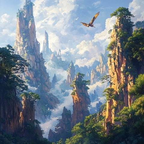 神话森林与凤凰飞翔