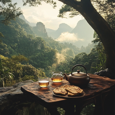 悬崖边中式茶亭