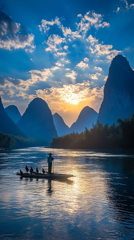 漓江渔夫与鸬鹚