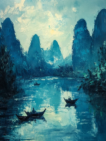 桂林山水油画