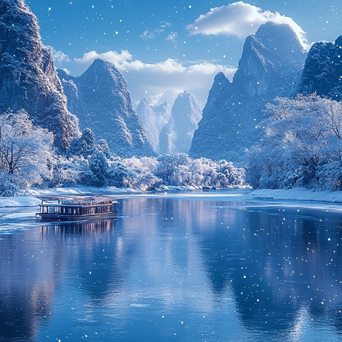 冰冻漓江雪景