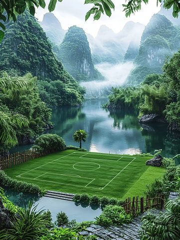 足球场与喀斯特山脉