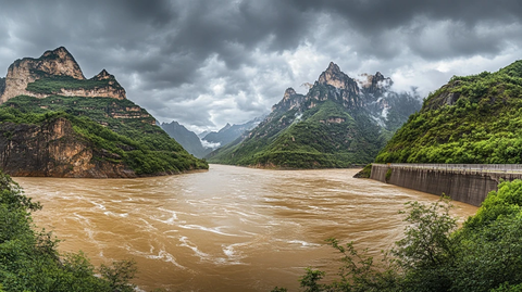 黄河沿岸山脉与护墙