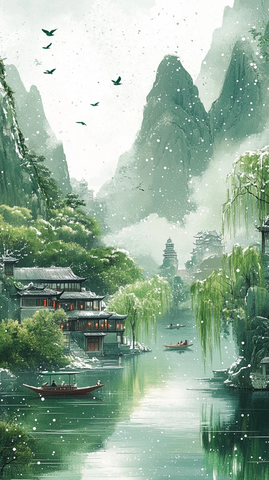 青山绿水白雪花