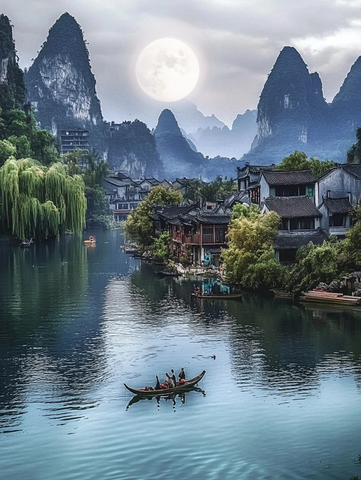 明月小城山水间