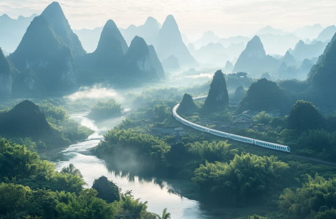 高速列车穿越山川