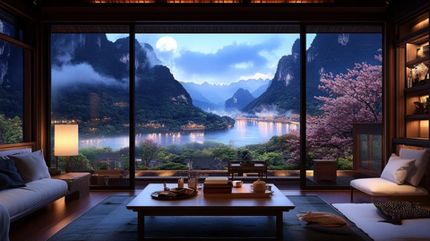 月光下的温馨客厅