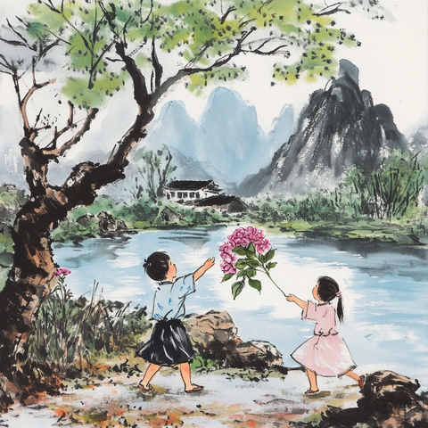 壮族男女抛绣球