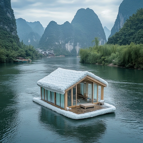 白糖屋漂浮河上