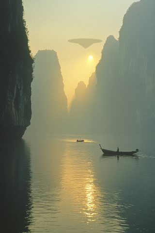 巨型UFO从湄公河升起