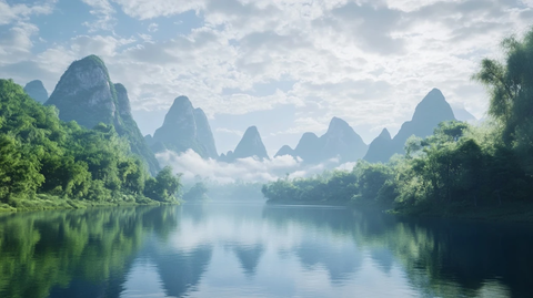 青山绿水映山峰