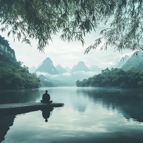 竹林山水大景深