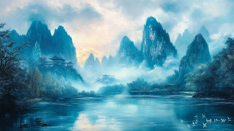 桂林山水油画