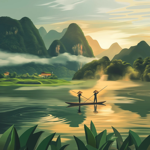 几何多边形旅行海报