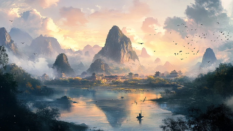 喀斯特地貌城市俯瞰