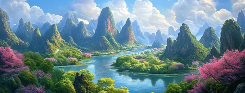 青山绿水间河流蜿蜒