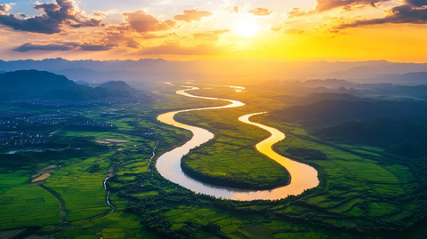 黄河蜿蜒流过田野