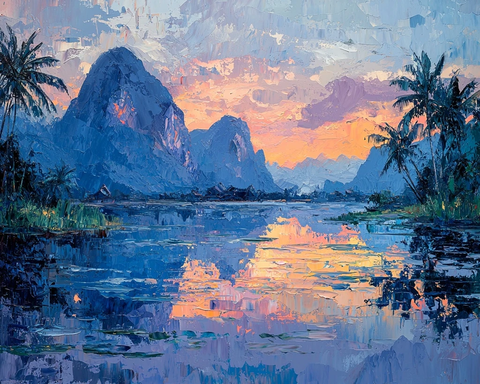 泰国北部山脉油画