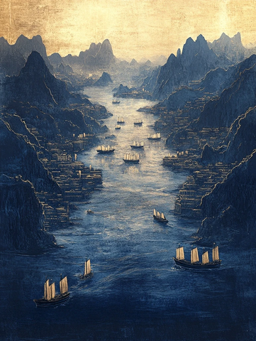 长江古城市船景