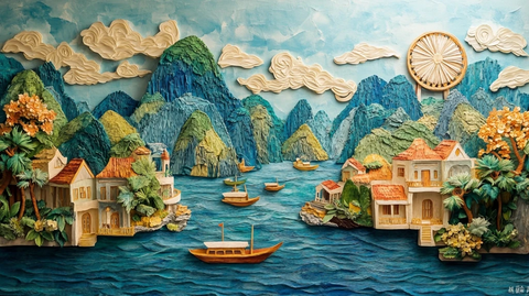 下龙湾城市景观与太阳轮