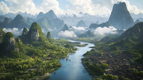 古村山水云山远