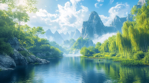 山水竹林全景图