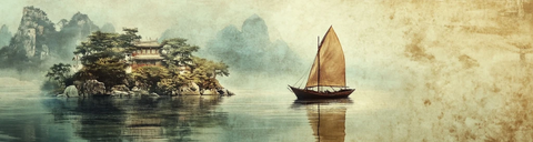 海洋船只岛屿水影