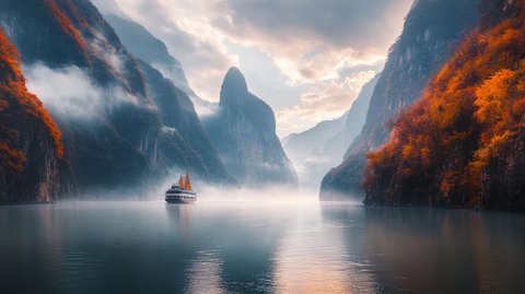 巫山云雨晨阳三峡峰