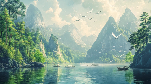 青山绿水白鹤飞