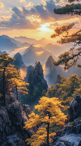 黄山日出奇石云海