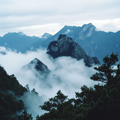 云雾缭绕的茶山