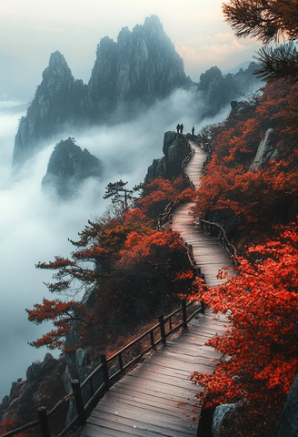 雾海松涛金光照