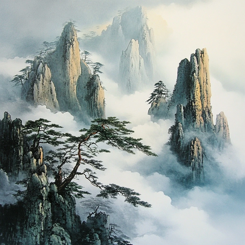 山水画中的山峦