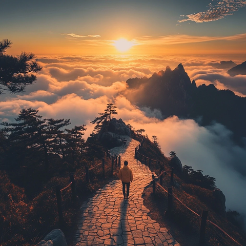 黄山俯瞰云海阳光