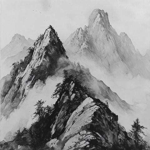 水墨山水画中的主峰