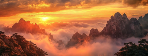 黄山日出云海金光