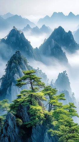 云海奇松点缀峰峦