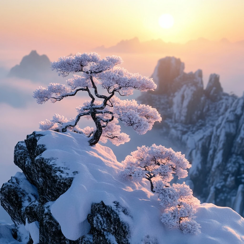 黄山冬日日出景观