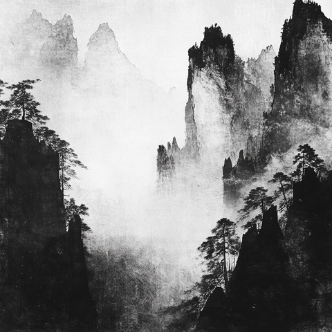 黑白山水画
