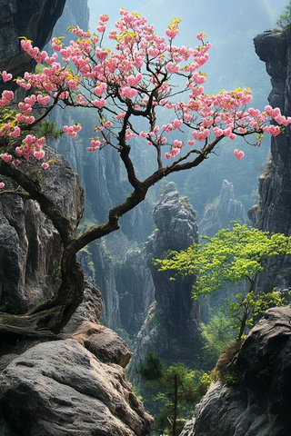 心形树与岩石拱门