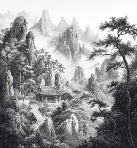 山水画中的小屋