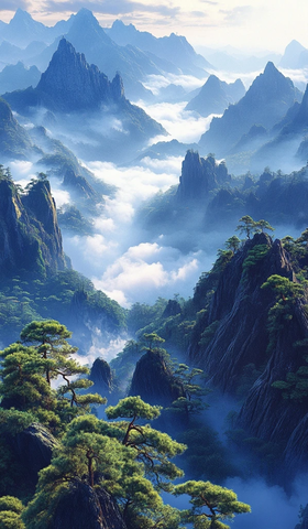 黄山云海松树远山