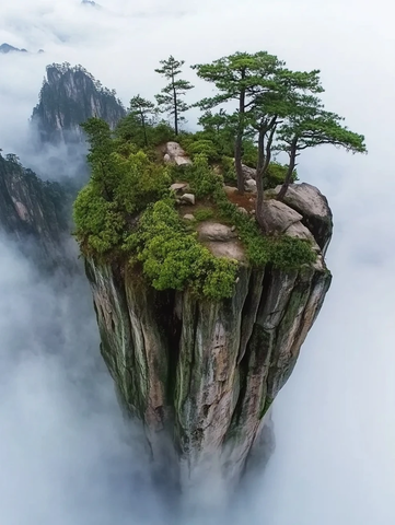 云海奇石松树