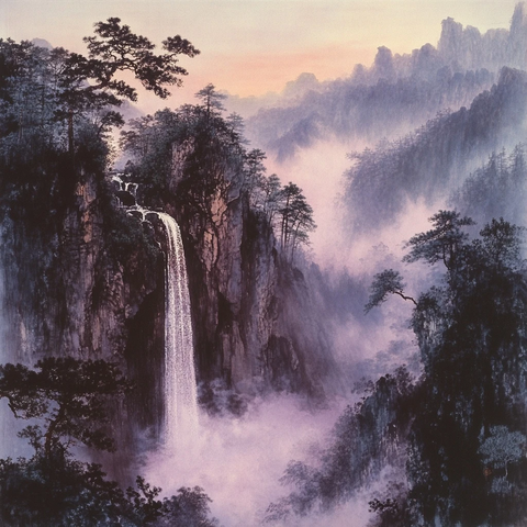 瀑布从山顶飞流直下