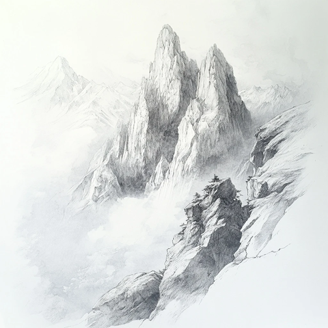 俯瞰与平视山景