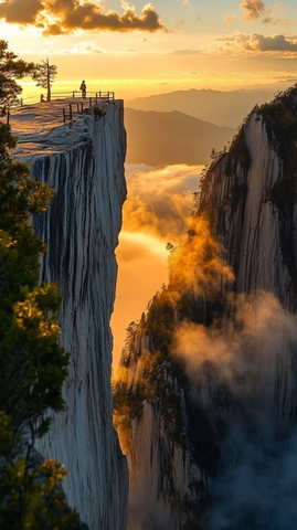 华山悬崖半悬天洞