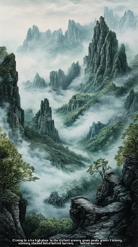 登高望远绿峰叠嶂